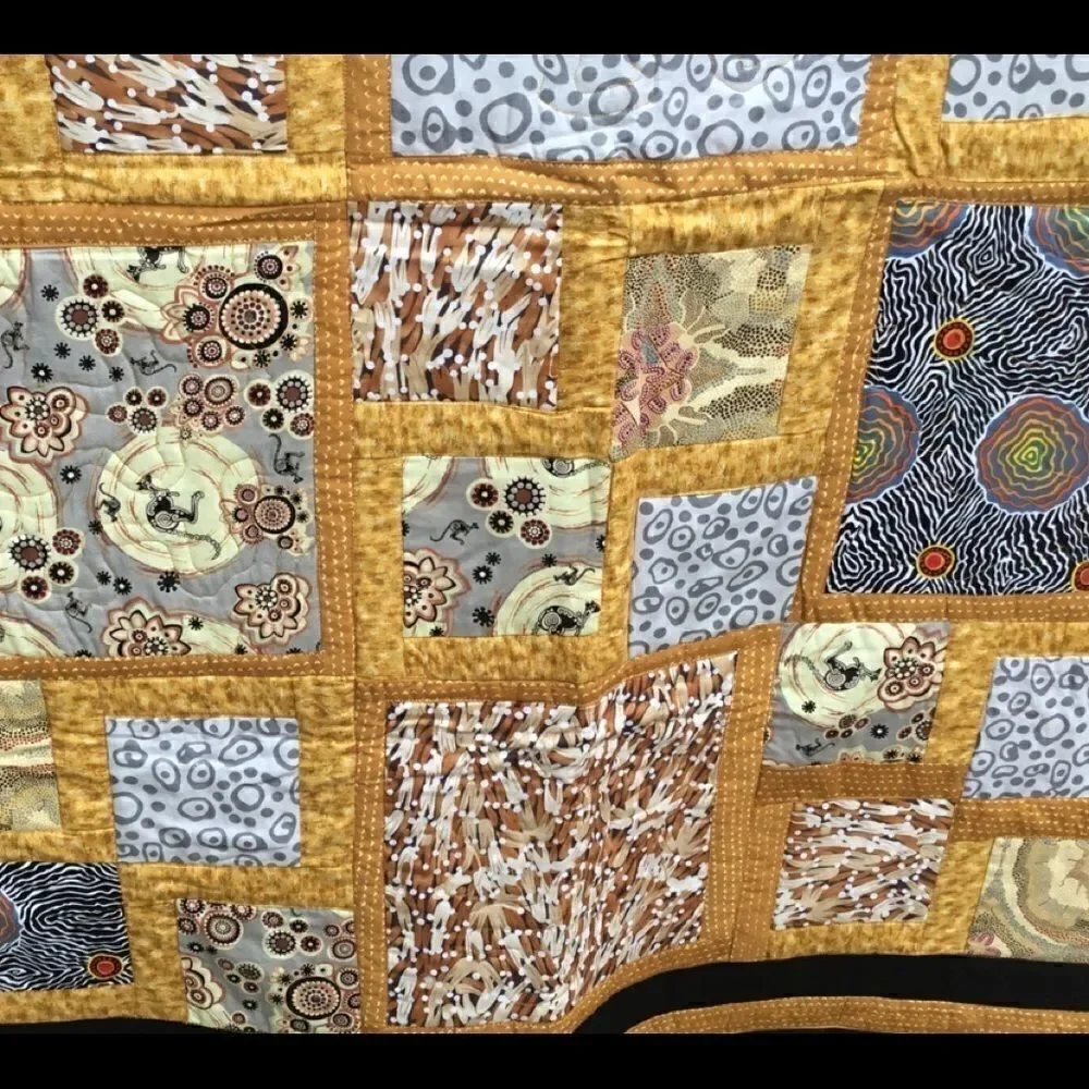 NWT Hand Crafted Quilted Aboriginal Fabrics Quilt